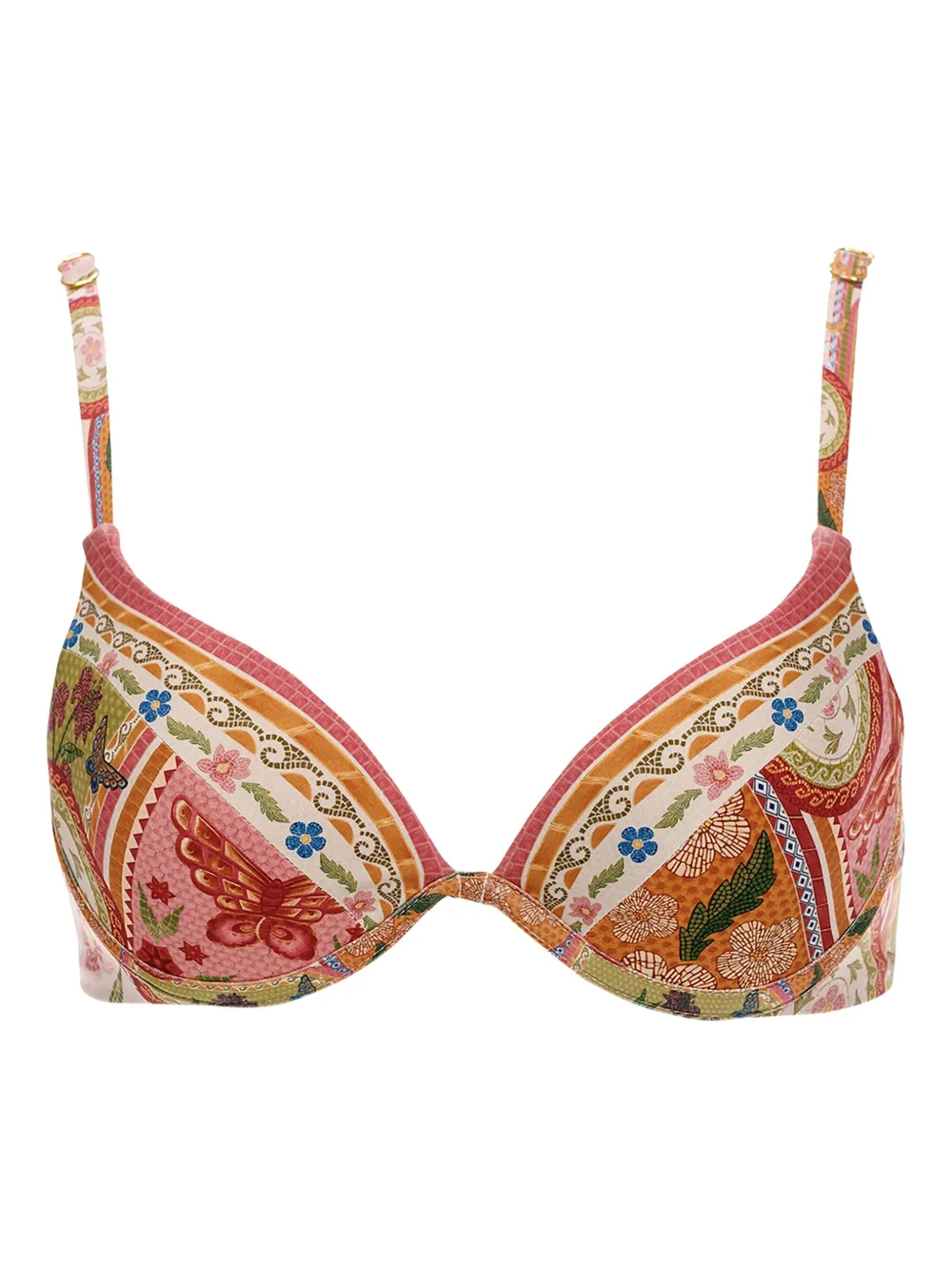 Agua Bendita floral-print high-waisted bikini top | Neutrals | Image 1