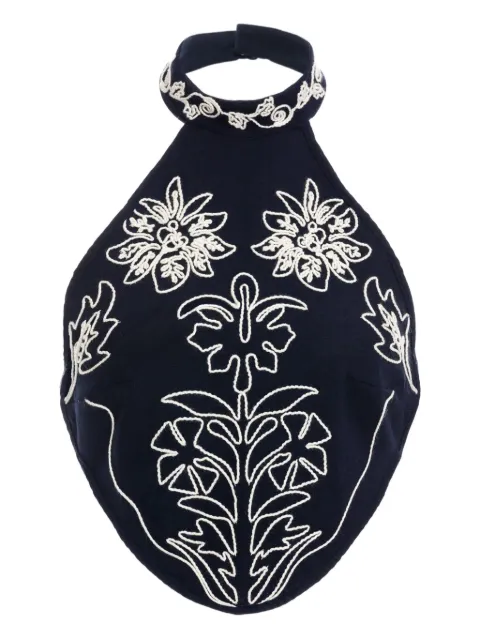 Agua Bendita Elay embroidered halter-neck top