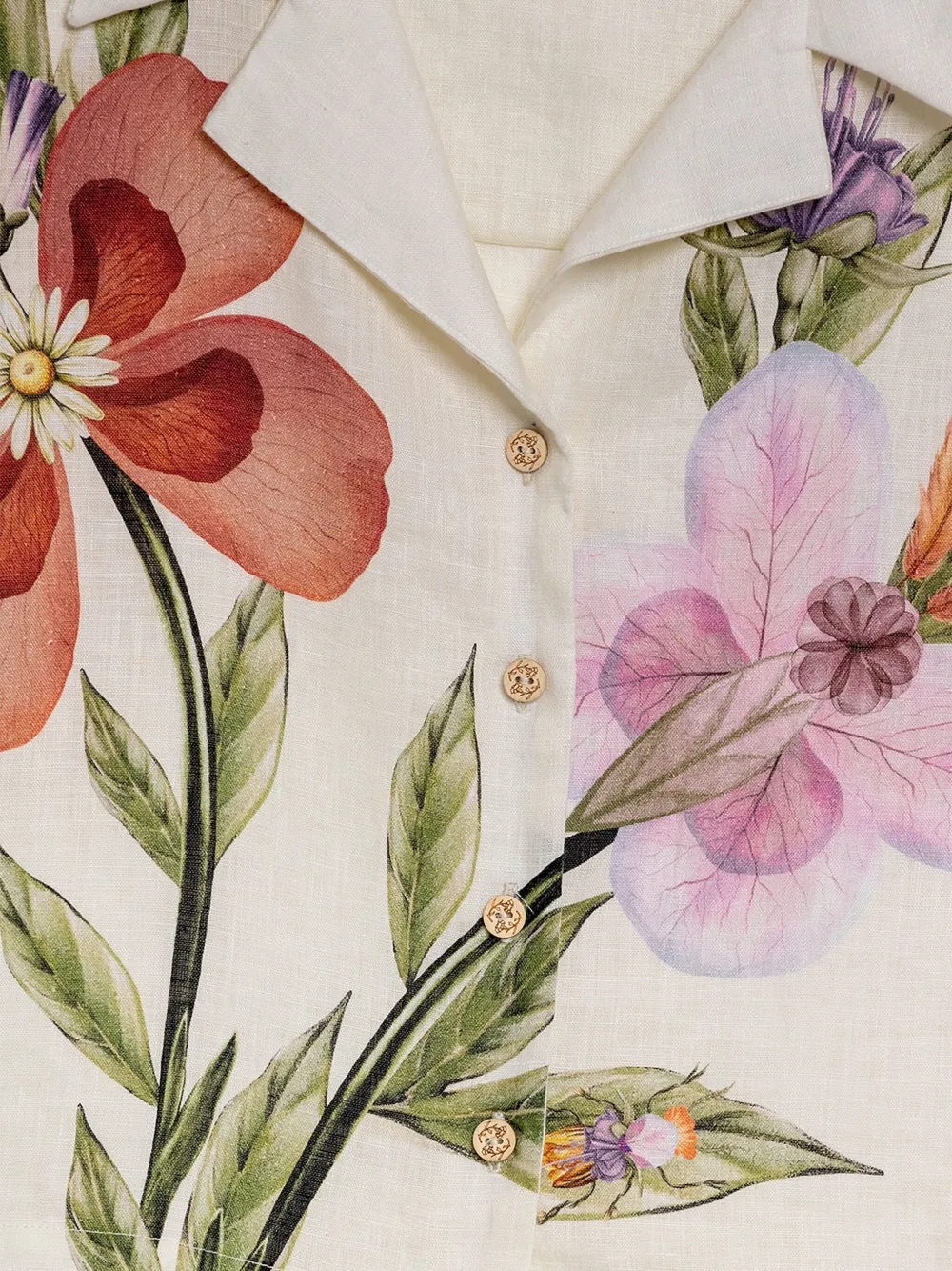 Agua Bendita Vittoria Floral-print Cotton Shirt In Neutral