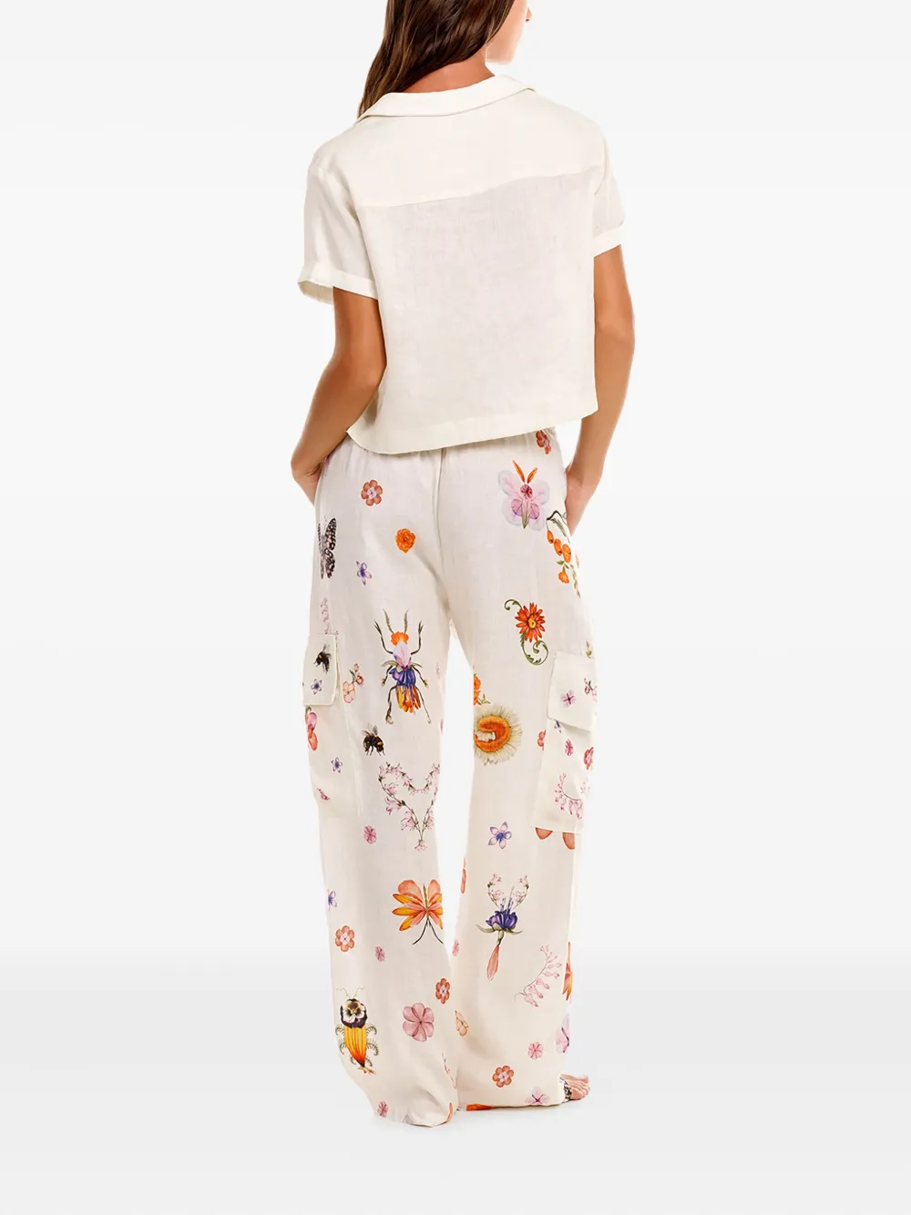Agua Bendita Vittoria Floral-print Cotton Shirt In Neutral