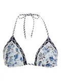 Agua Bendita beaded-embellished triangle bikini top - White