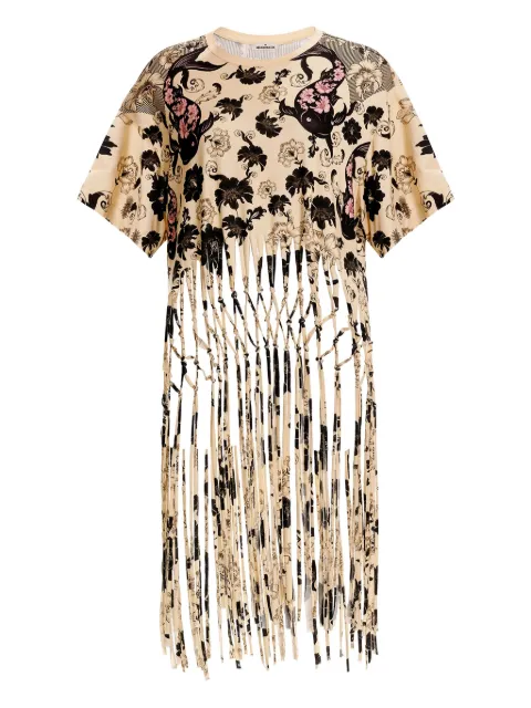 Agua Bendita Celina floral-print fringed T-shirt