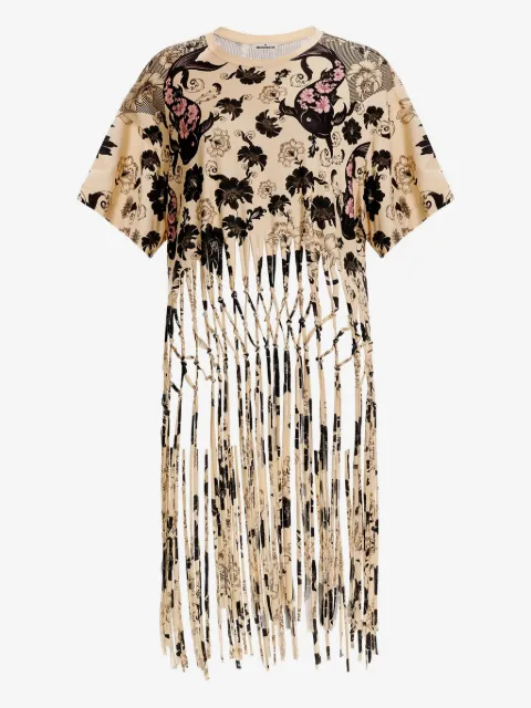 Agua Bendita Celina floral-print fringed T-shirt