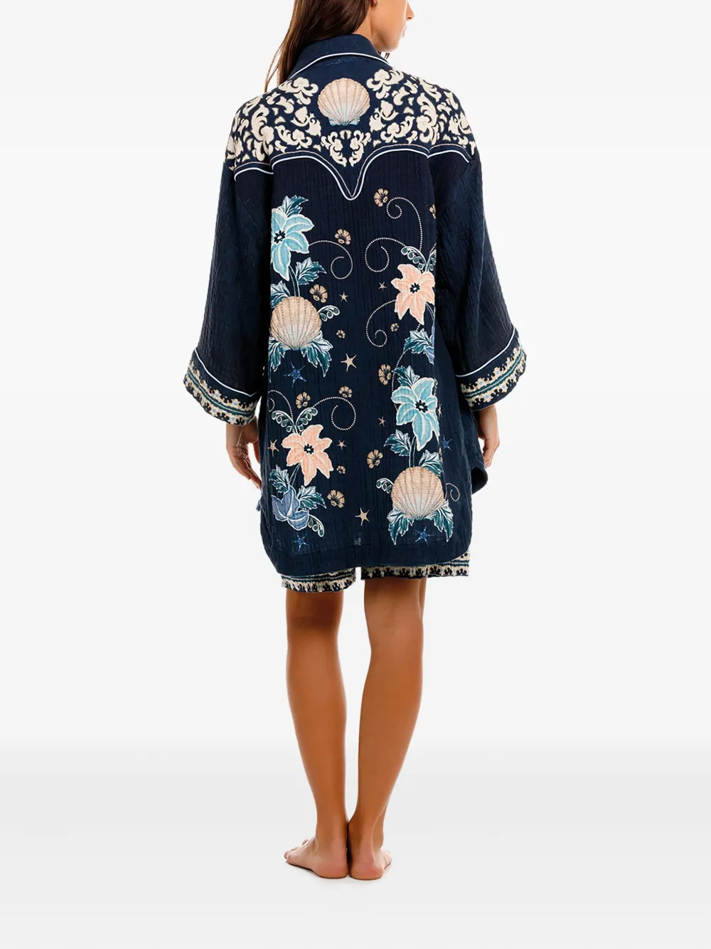 Agua Bendita Malaga shorts met elastische taille en bloemenprint Blauw