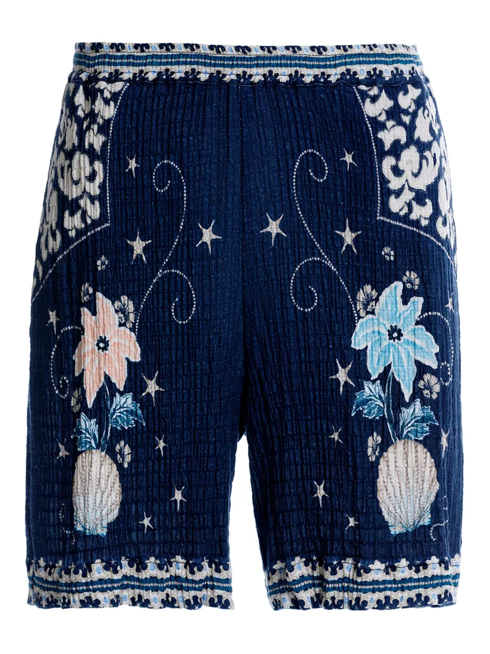 Agua Bendita Shorts Malaga con stampa a fiori e vita elasticizzata - Blu