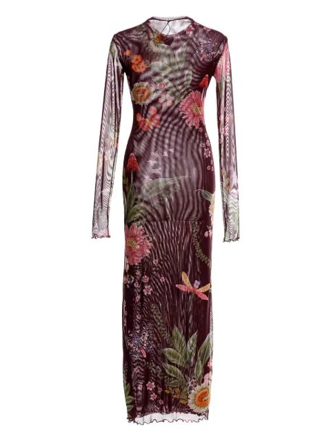 Agua Bendita floral-print mesh maxi dress
