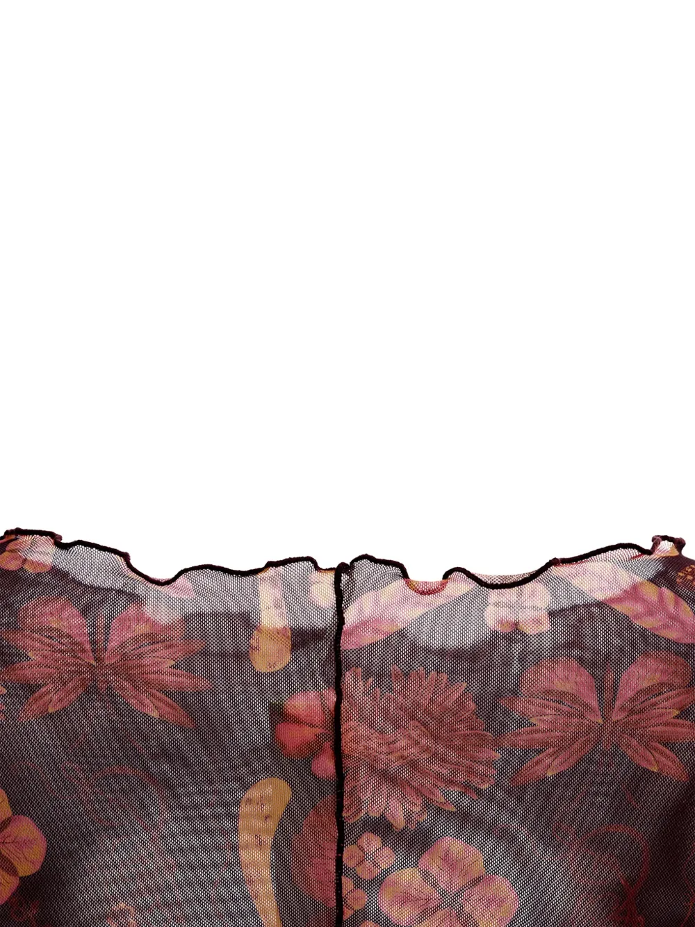 Agua Bendita Floral-print Mesh Maxi Dress In Brown