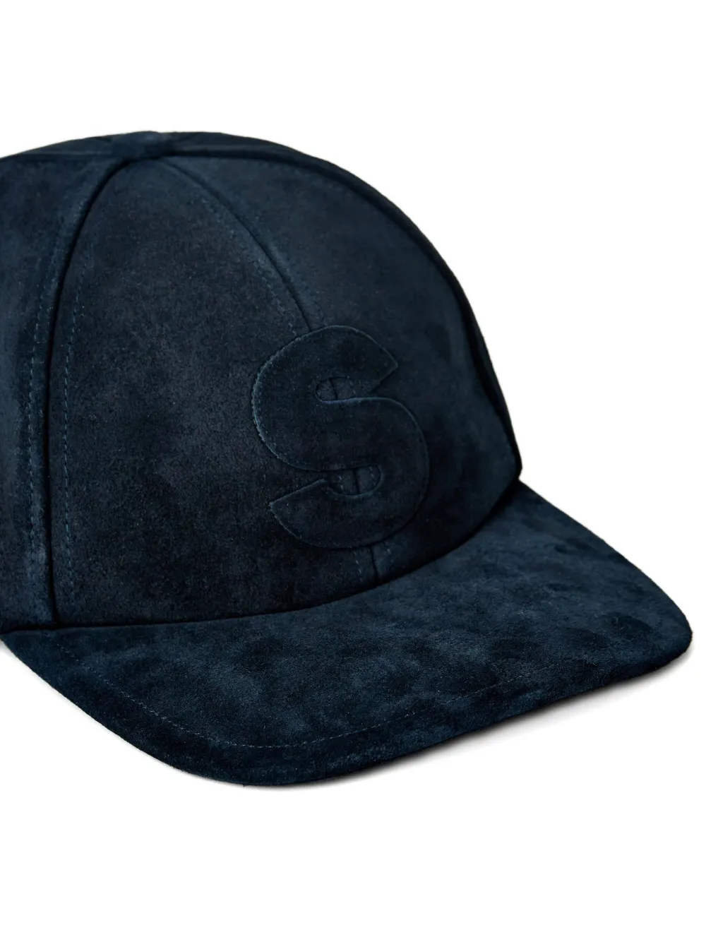 Sacai Suede Initial Baseball Hat In Blue