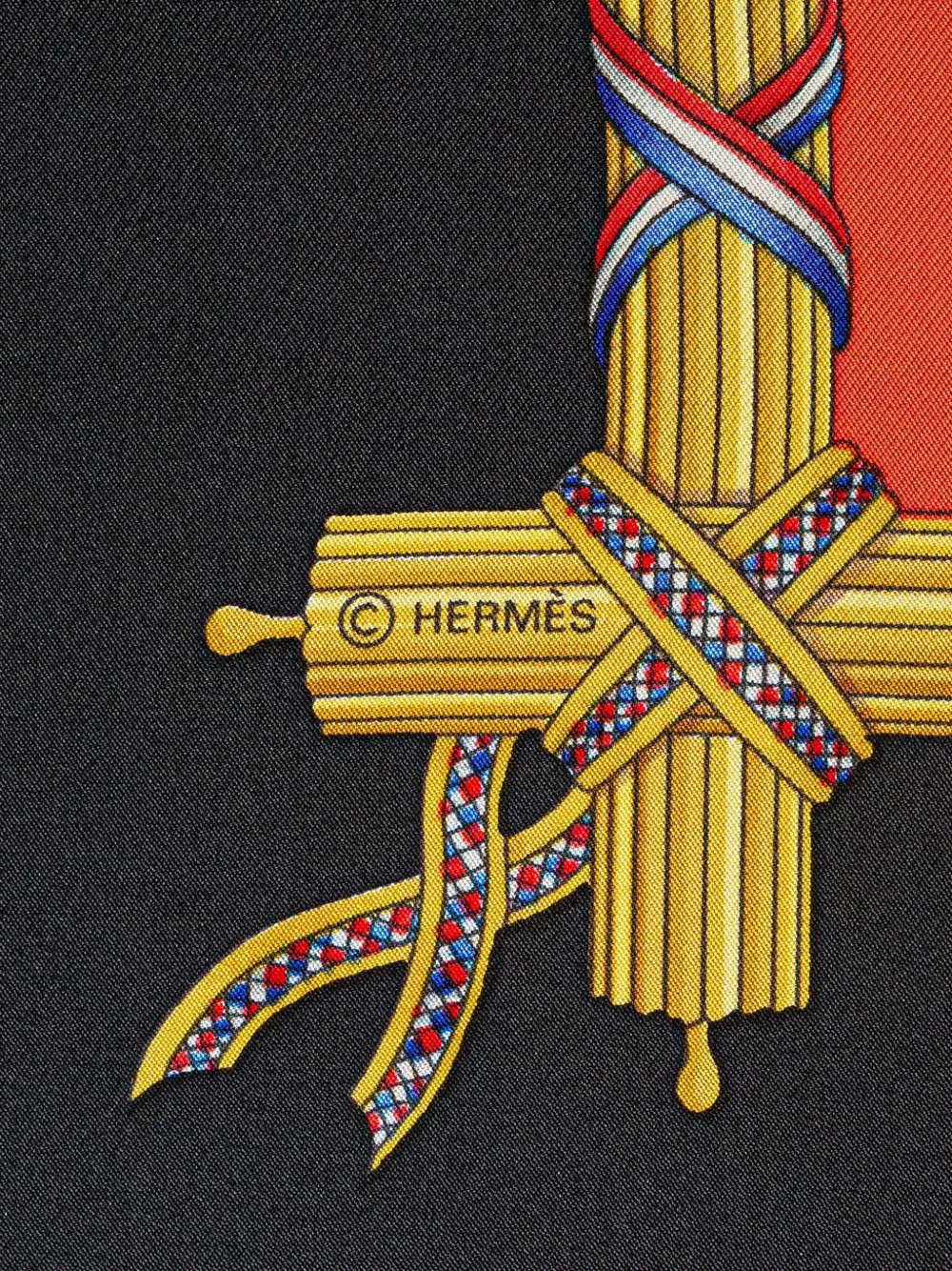 Pre-owned Hermes 20th Century Republique Francaise Liberte Egalite Fraternite 1789 Silk Scarf Scarves In Red
