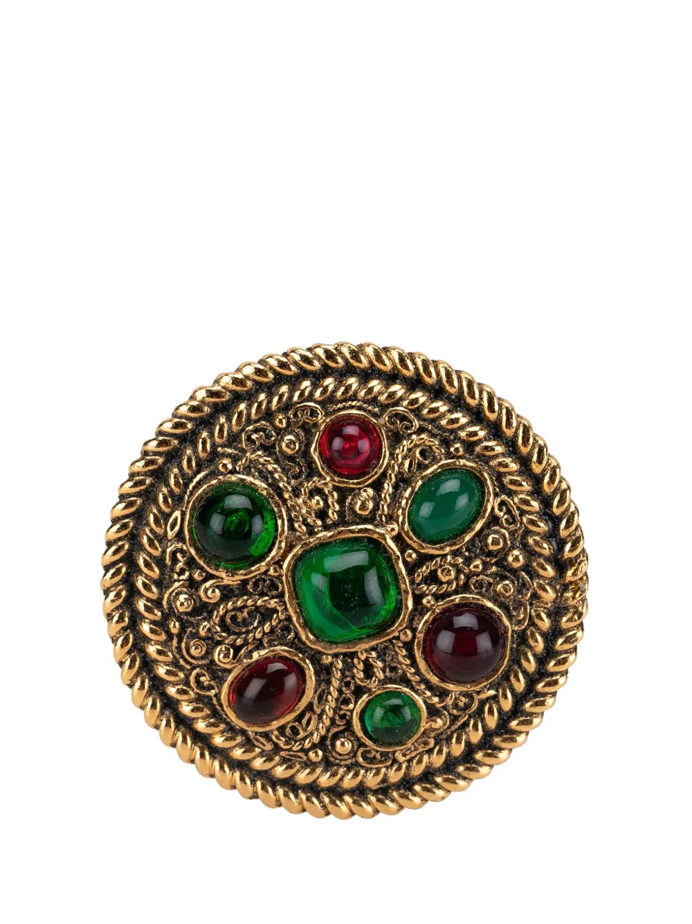 CHANEL Pre-Owned 1950-1970 Gold Plated Byzantine and Cabochons Pin Brooch costume brooch | Gold | Image 1