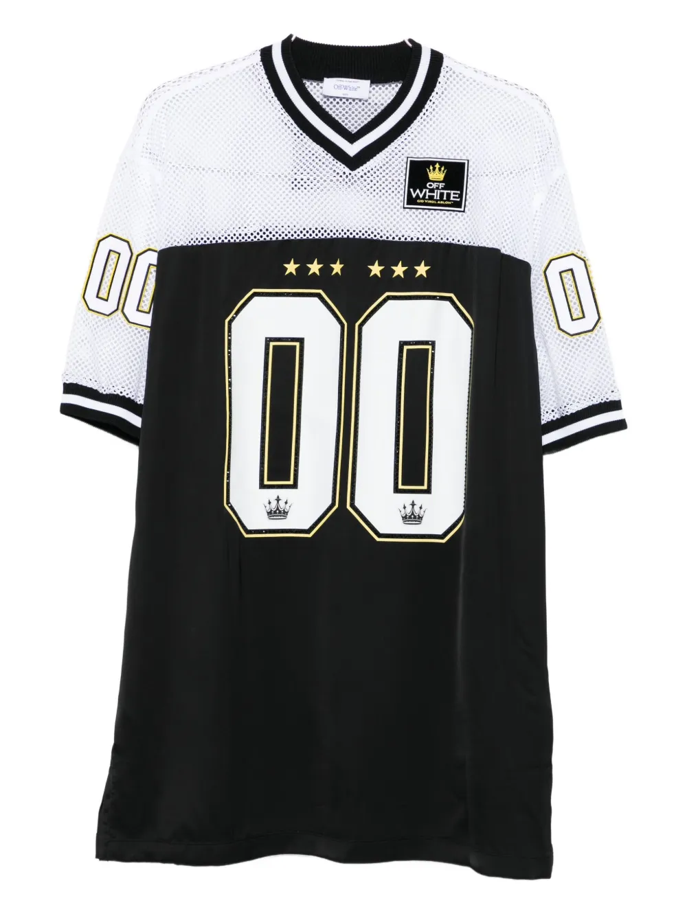 Off-white Mesh-panel Number-print Dress In Black