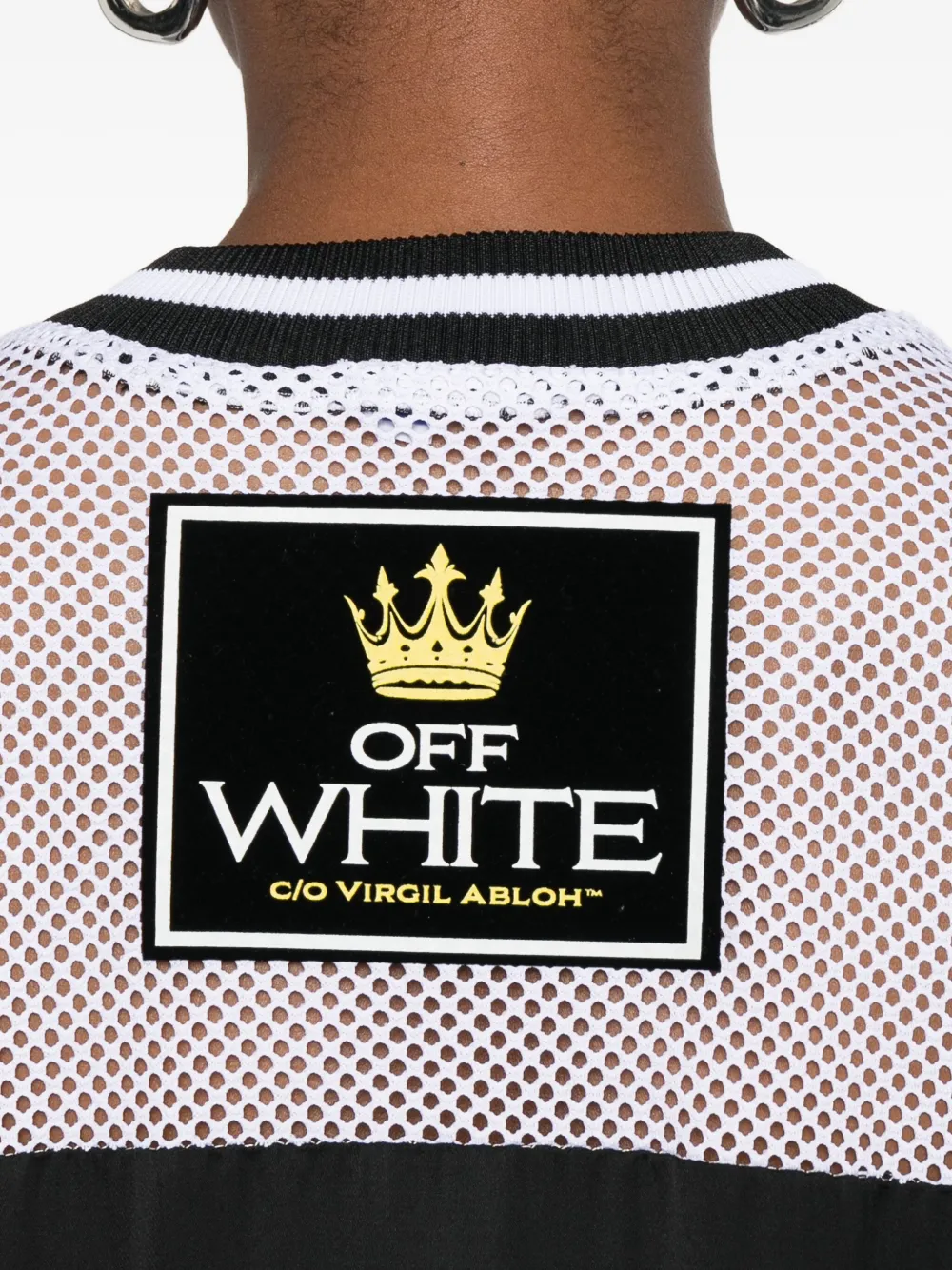 Off-white Mesh-panel Number-print Dress In Black