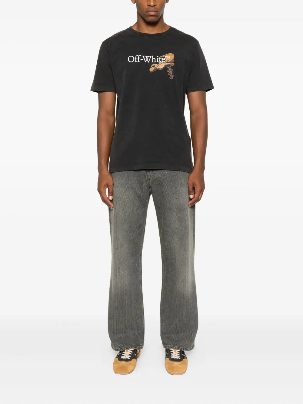 Off-White logo-print graphic T-shirt - Zwart