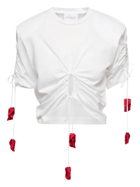 Ana Radu drawstring-detail rose-embellished top