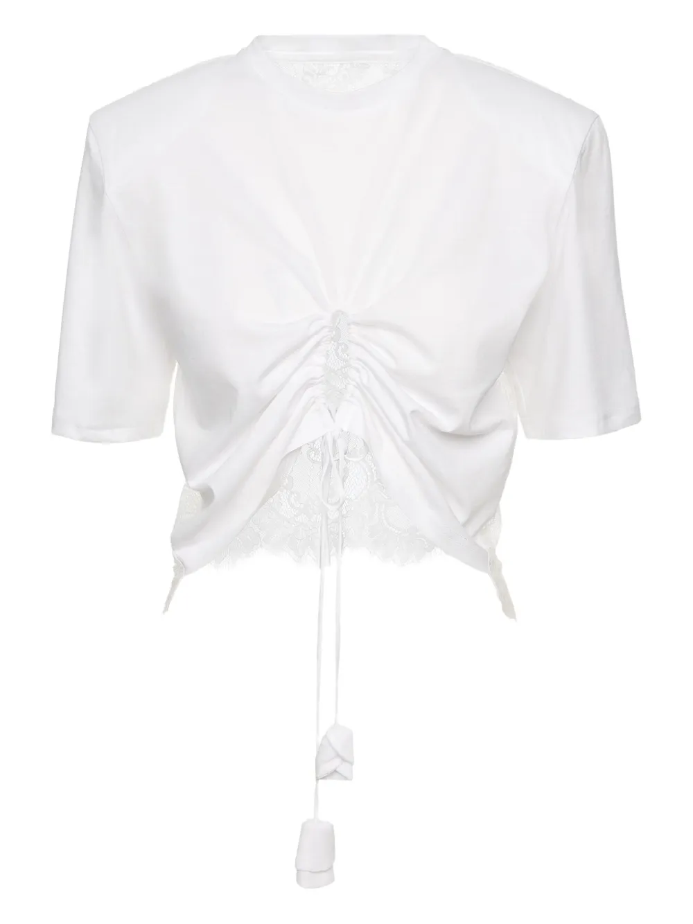 Ana Radu Lace-trimmed Cinched Top In White