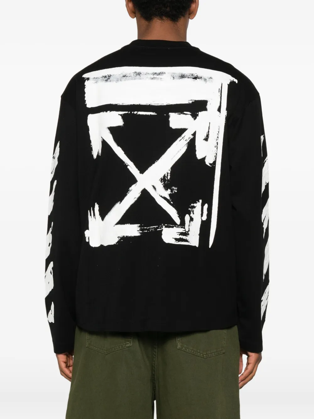 Off-white Airport Tape Long-sleeved T-shirt In Black