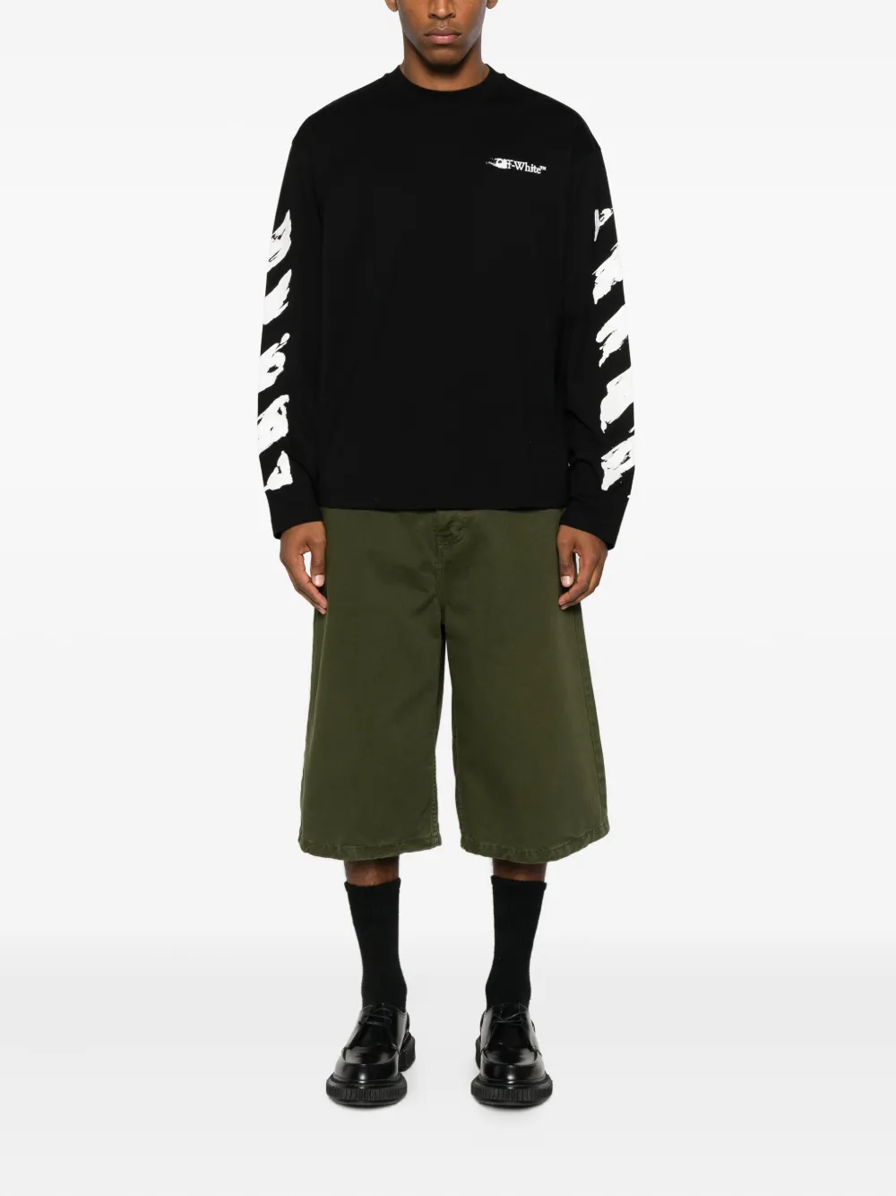 Off-White Airport Tape T-shirt met lange mouwen - Zwart