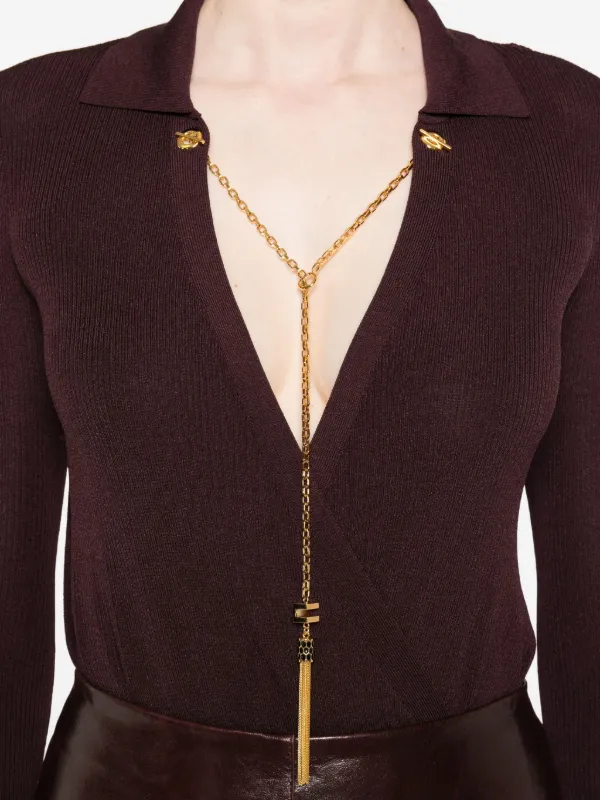 Elisabetta Franchi Wrap Ribbed Bodysuit | Red | FARFETCH ZA