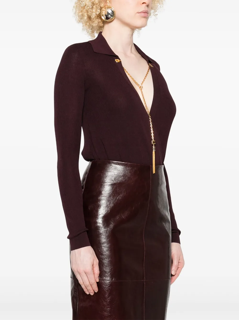 Elisabetta Franchi Geribbelde wikkelbody Rood