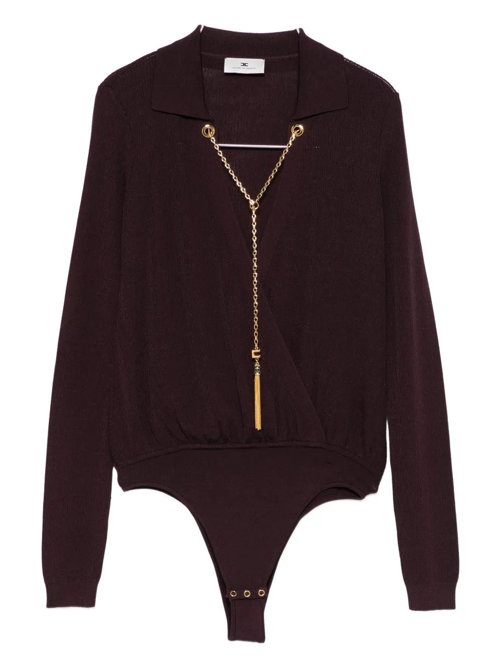 Elisabetta Franchi wrap ribbed bodysuit – Red