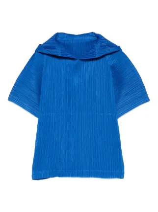 Pleats Please Issey Miyake Pleated Hooded T-shirt | Blue | FARFETCH