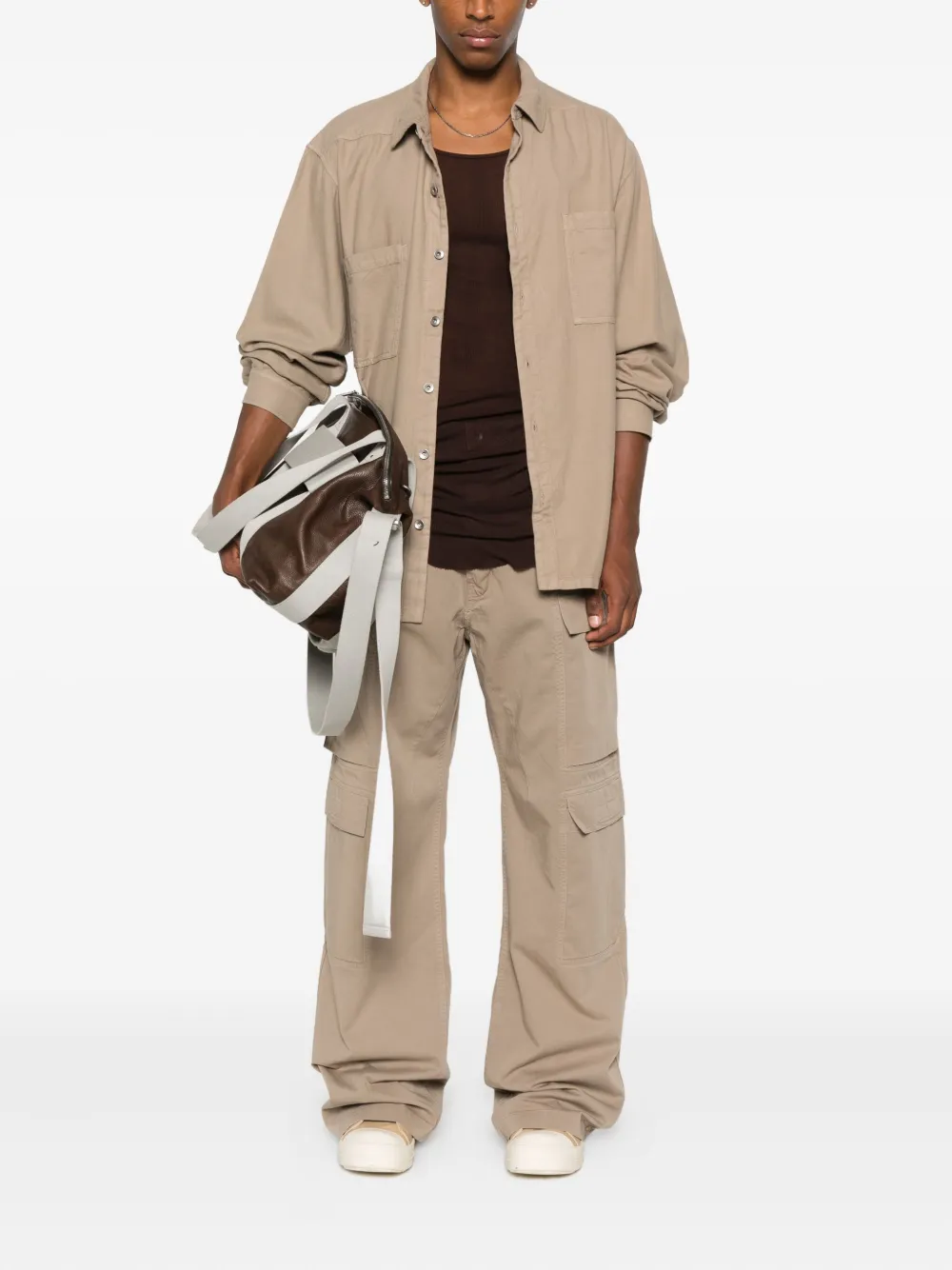 Rick Owens DRKSHDW patch-pocket cotton shirt - Beige