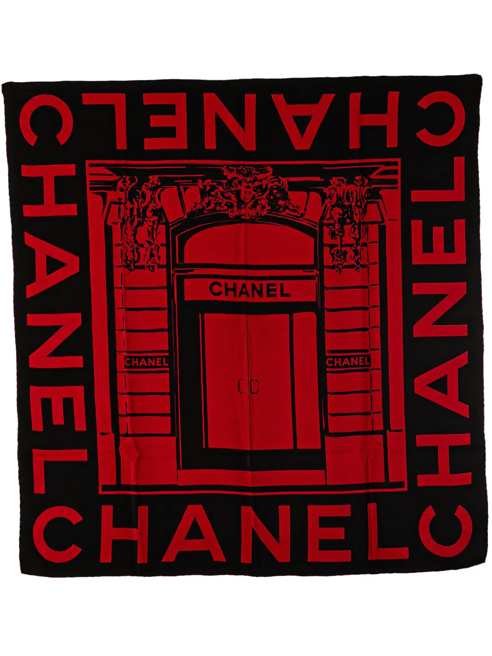 CHANEL Pre-Owned 20th Century Door of Rue Cambon Silk Scarf scarves | Red | Image 1