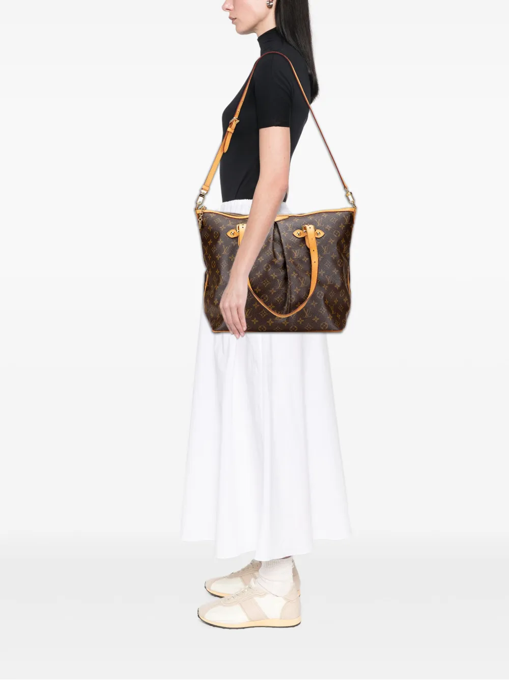 Pre-owned Louis Vuitton 2012 Monogram Palermo Gm Satchel In Brown
