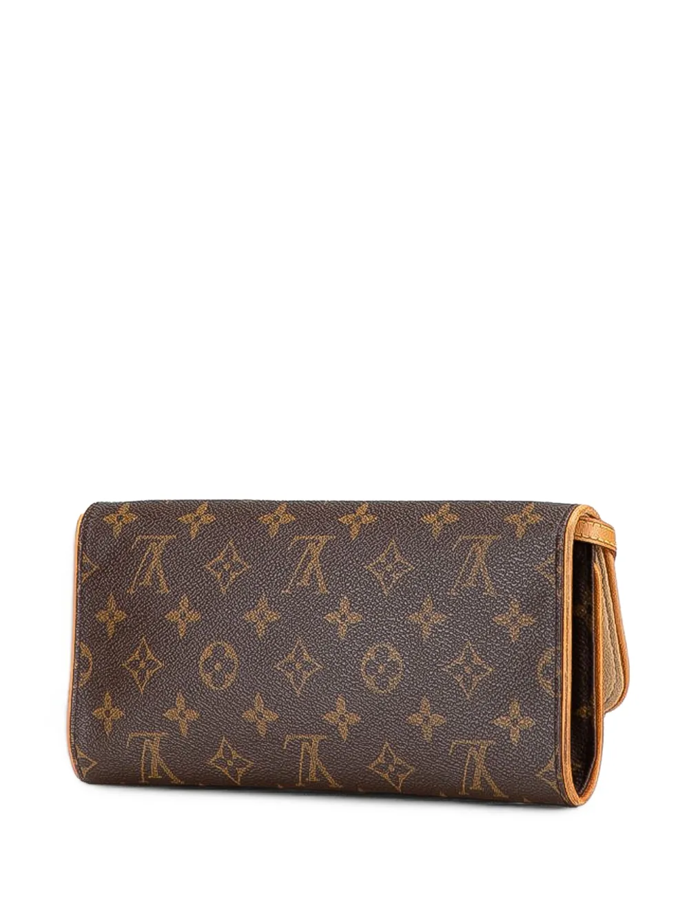 Pre-owned Louis Vuitton 2000 Monogram Pochette Twin Gm Crossbody Bag In Brown