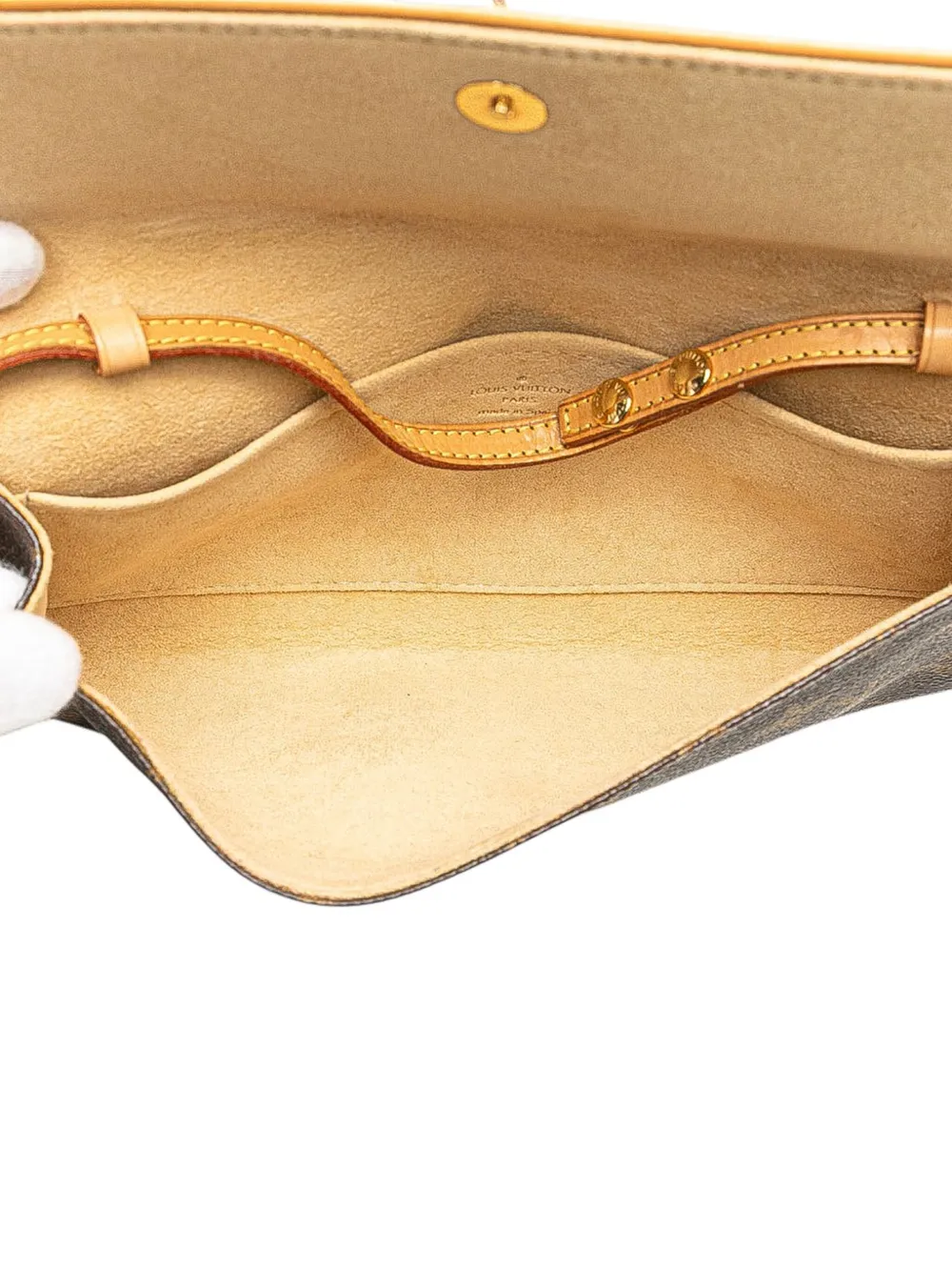 Pre-owned Louis Vuitton 2000 Monogram Pochette Twin Gm Crossbody Bag In Brown