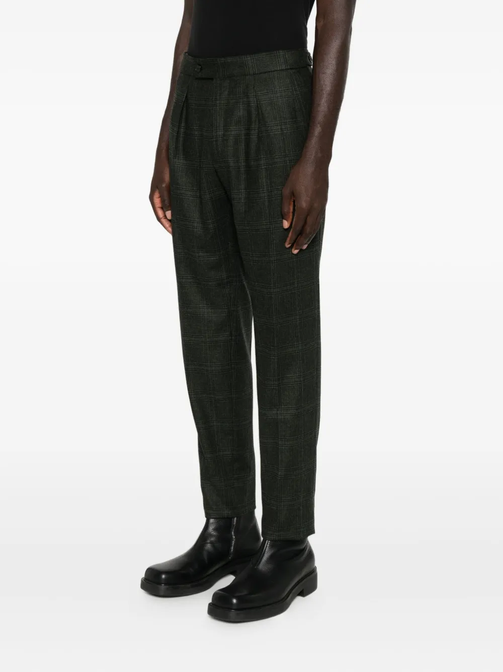 Incotex Pleated Checked Trousers In Gray