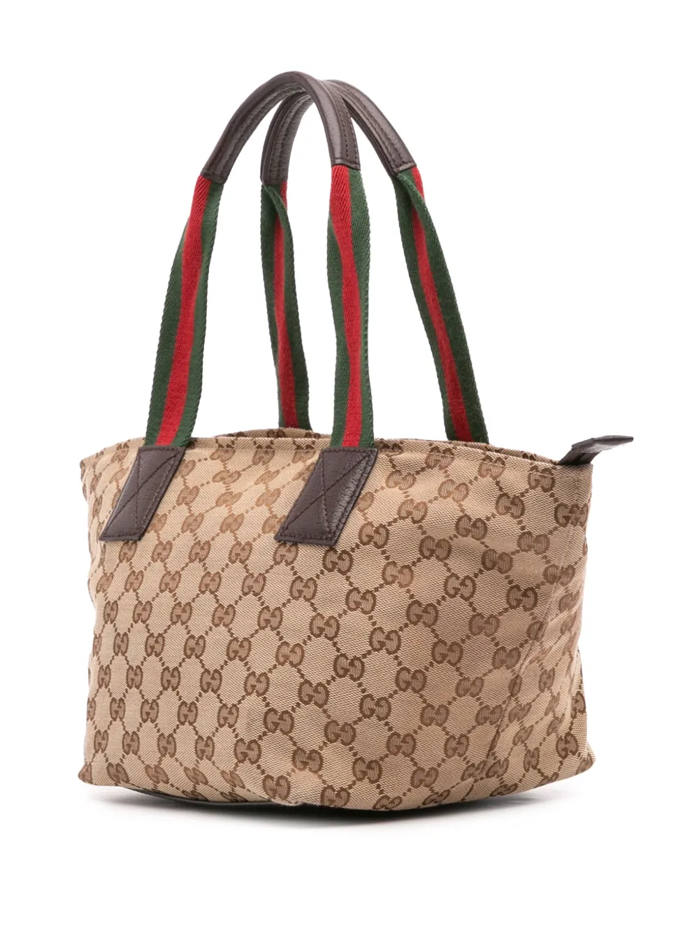 Pre-owned Gucci 2000-2015 Gg Canvas Web Handbag In Brown