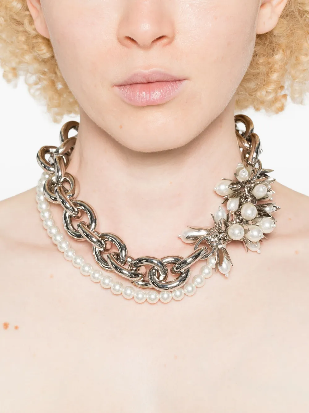 Simone Rocha Pearl-embellished Chain Necklace In Metallic