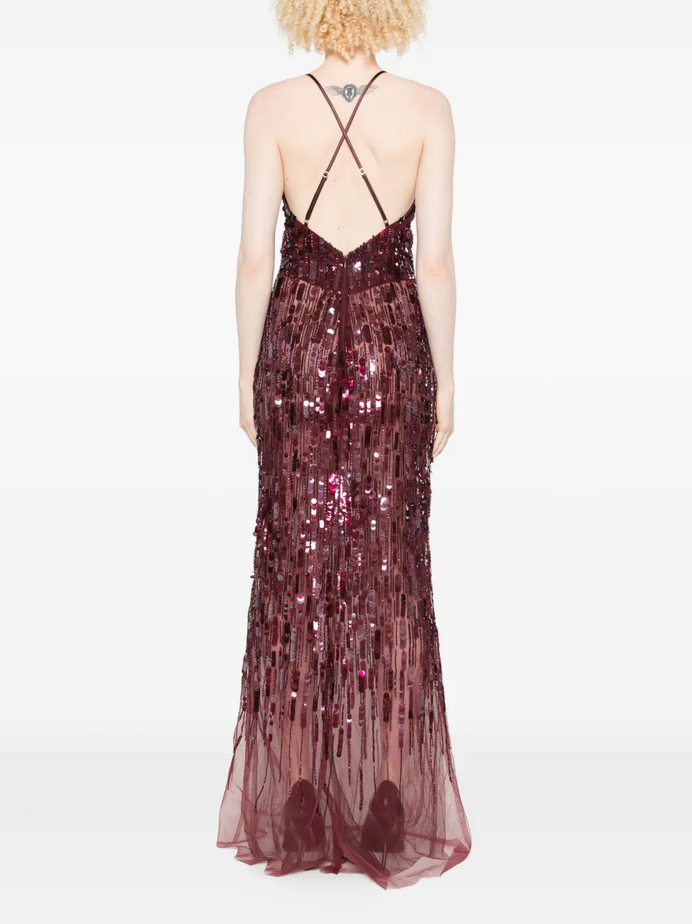 Elisabetta Franchi Sequin-embellished Maxi Dress In Red