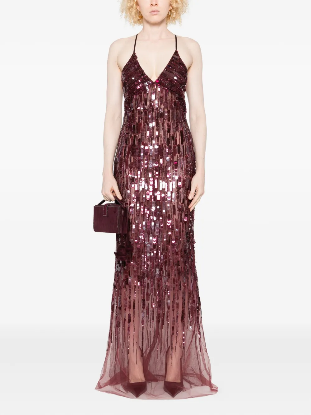 Elisabetta Franchi sequin-embellished maxi dress - Rood