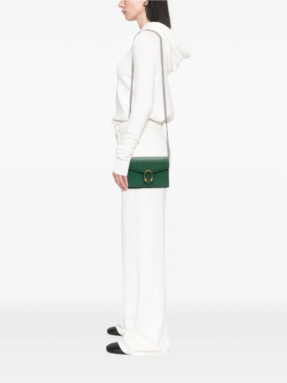 Pre-owned Gucci 2016-2025 Leather Dionysus Wallet On Chain Crossbody Bag In Green