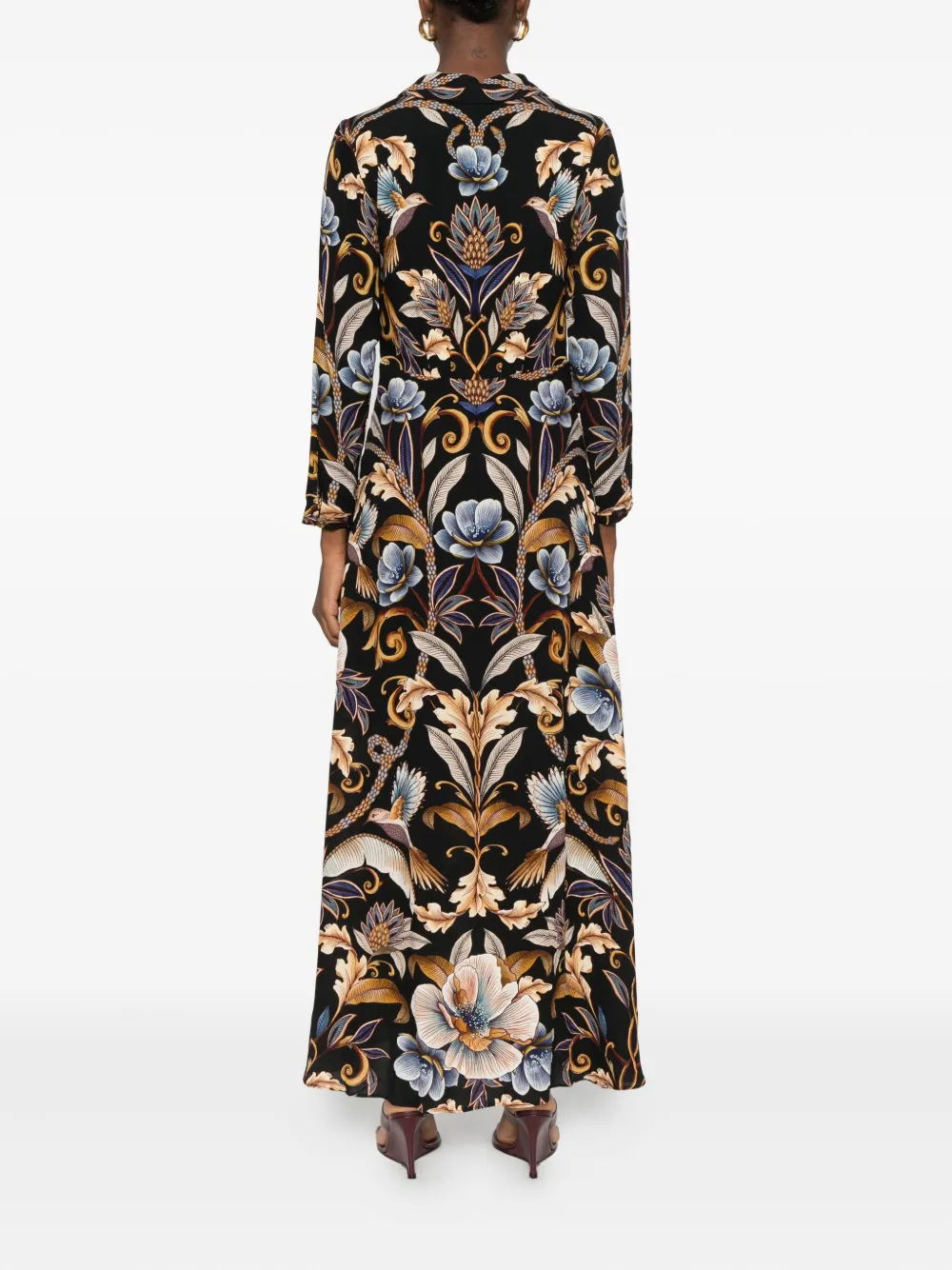 Farm Rio Black Snake Garden Lenzing Ecovero Viscose Maxi Dress In Multi