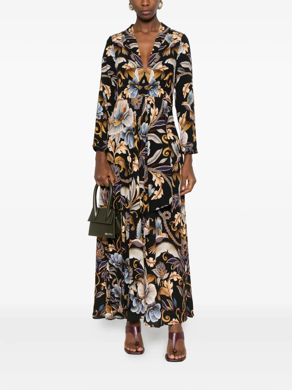 FARM Rio Snake Garden floral-print dress - Zwart