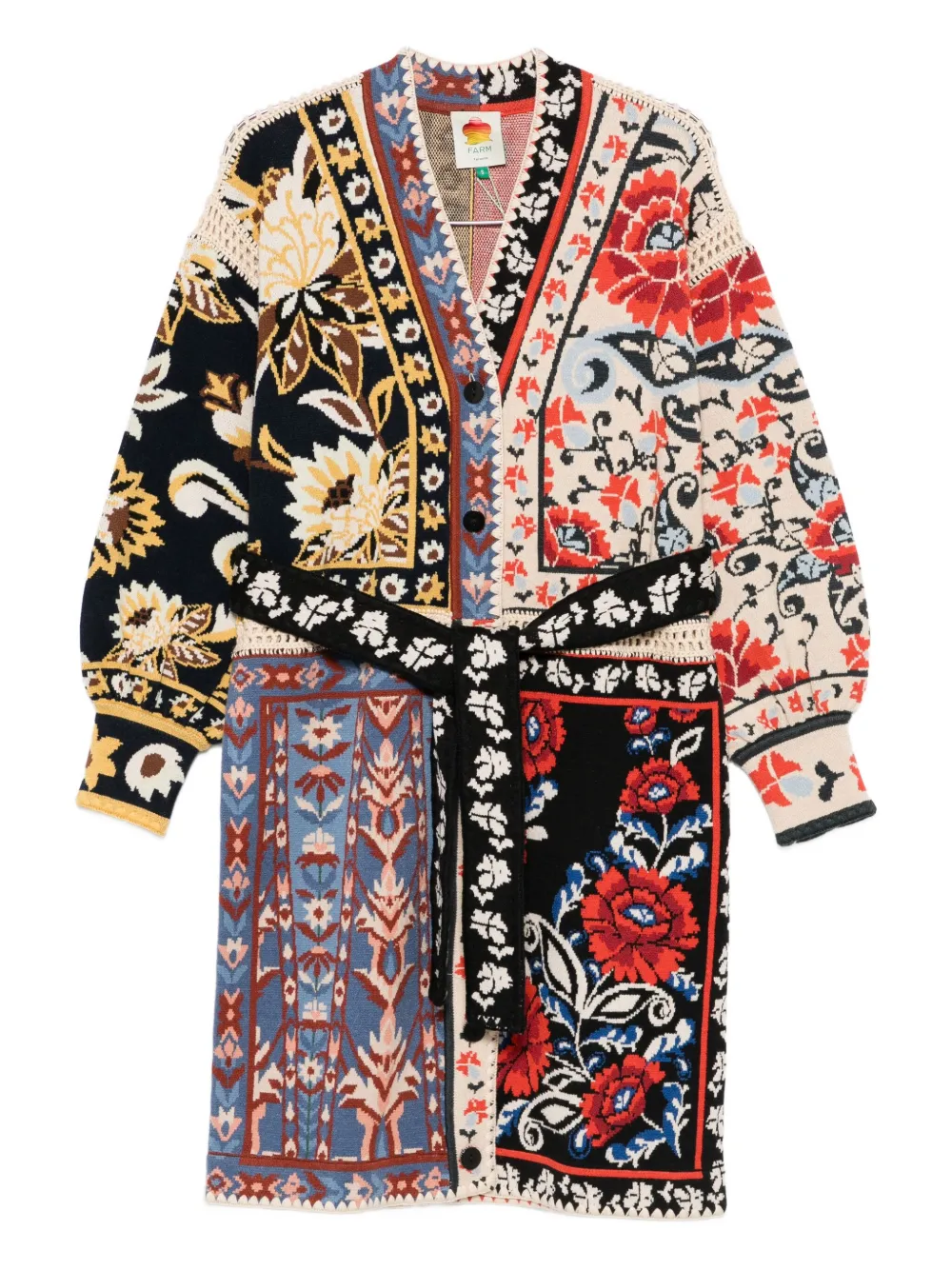 FARM Rio floral-patchwork cardi-coat | Red | Image 1