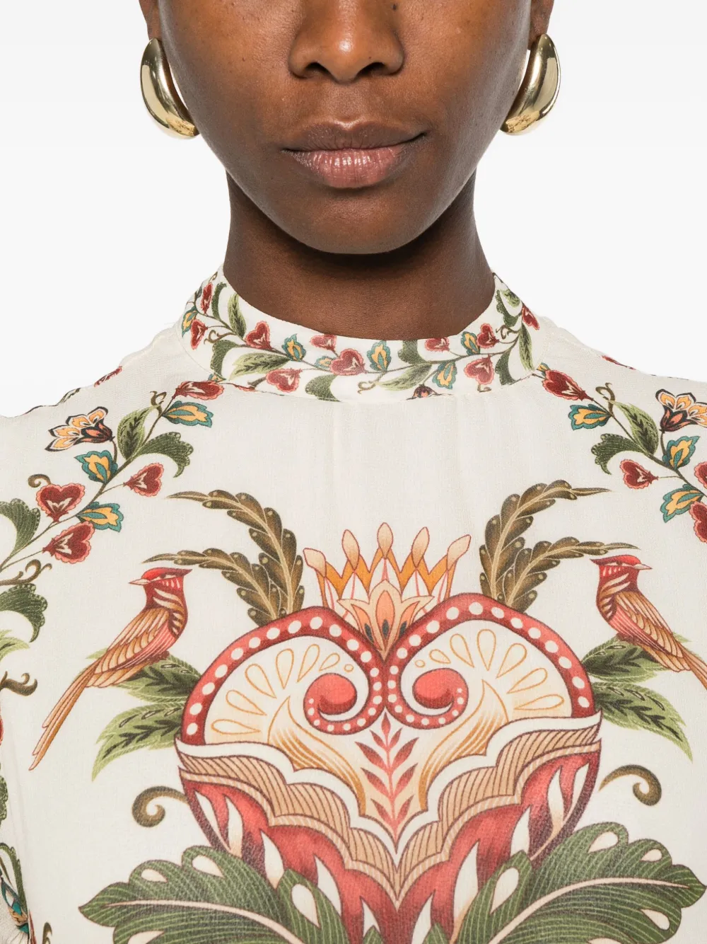 FARM Rio Majestic Heart gelaagde jurk Beige