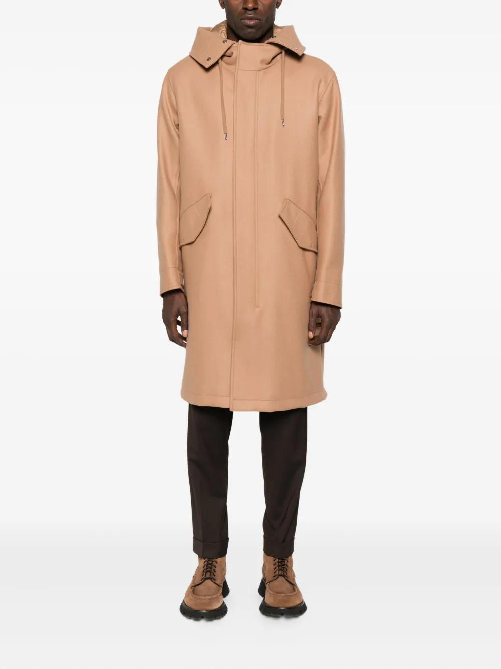 Herno Flap-pocket Hooded Coat In Pink