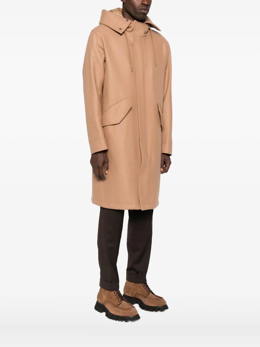 Herno Flap-pocket Hooded Coat In Pink