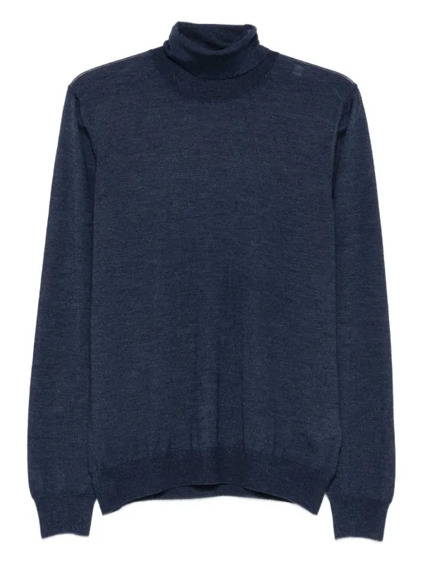 Barba Turtleneck Long-sleeve Sweater in Blue