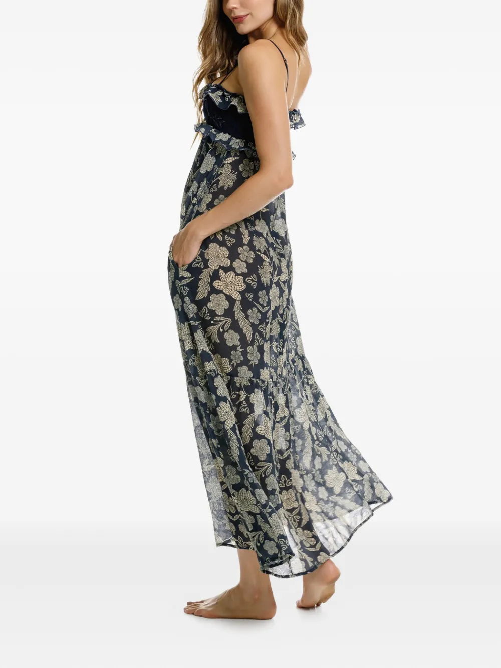 Amaranta Floral-Print Ruffled Maxi Dress