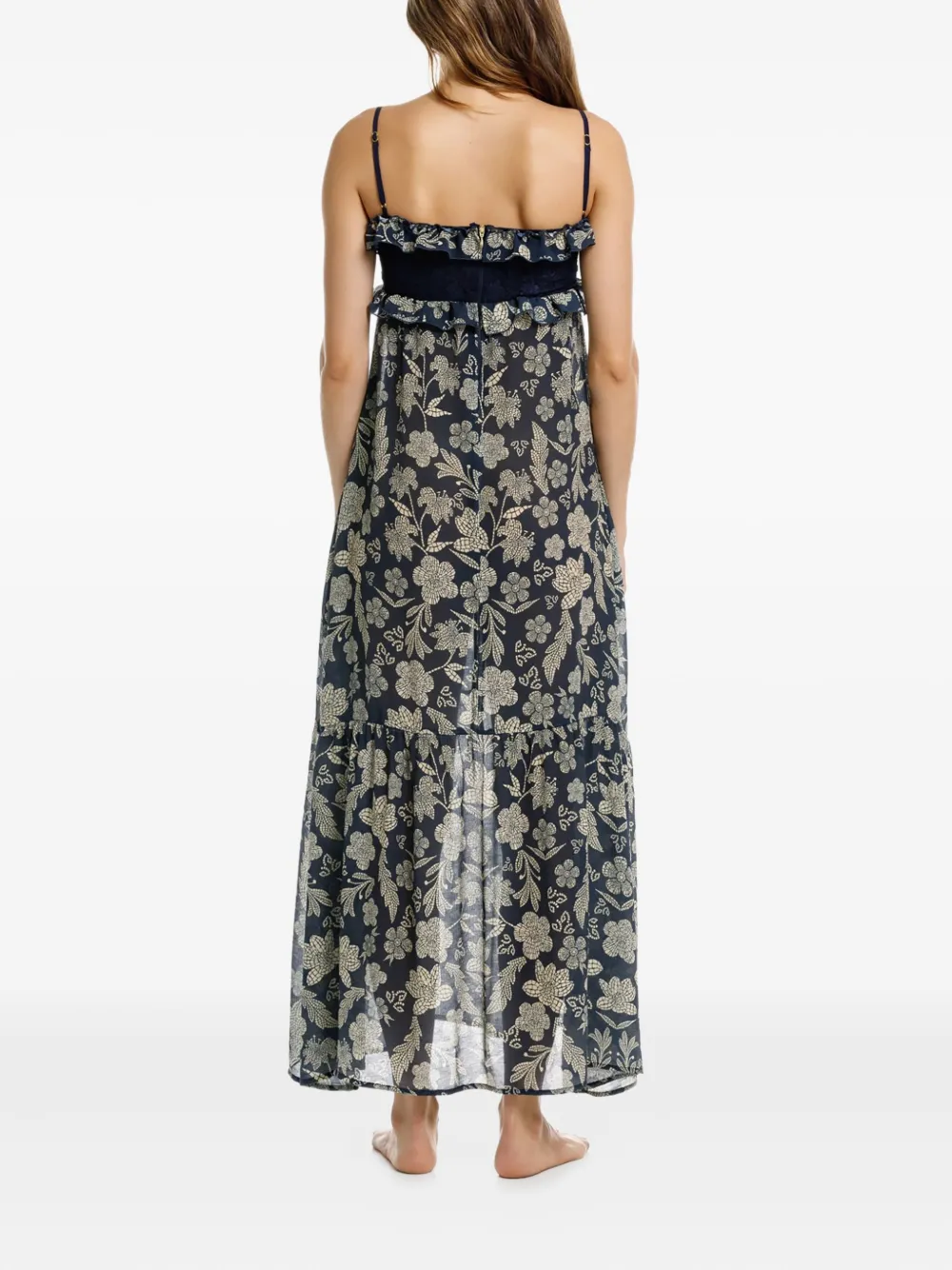 Amaranta Floral-Print Ruffled Maxi Dress
