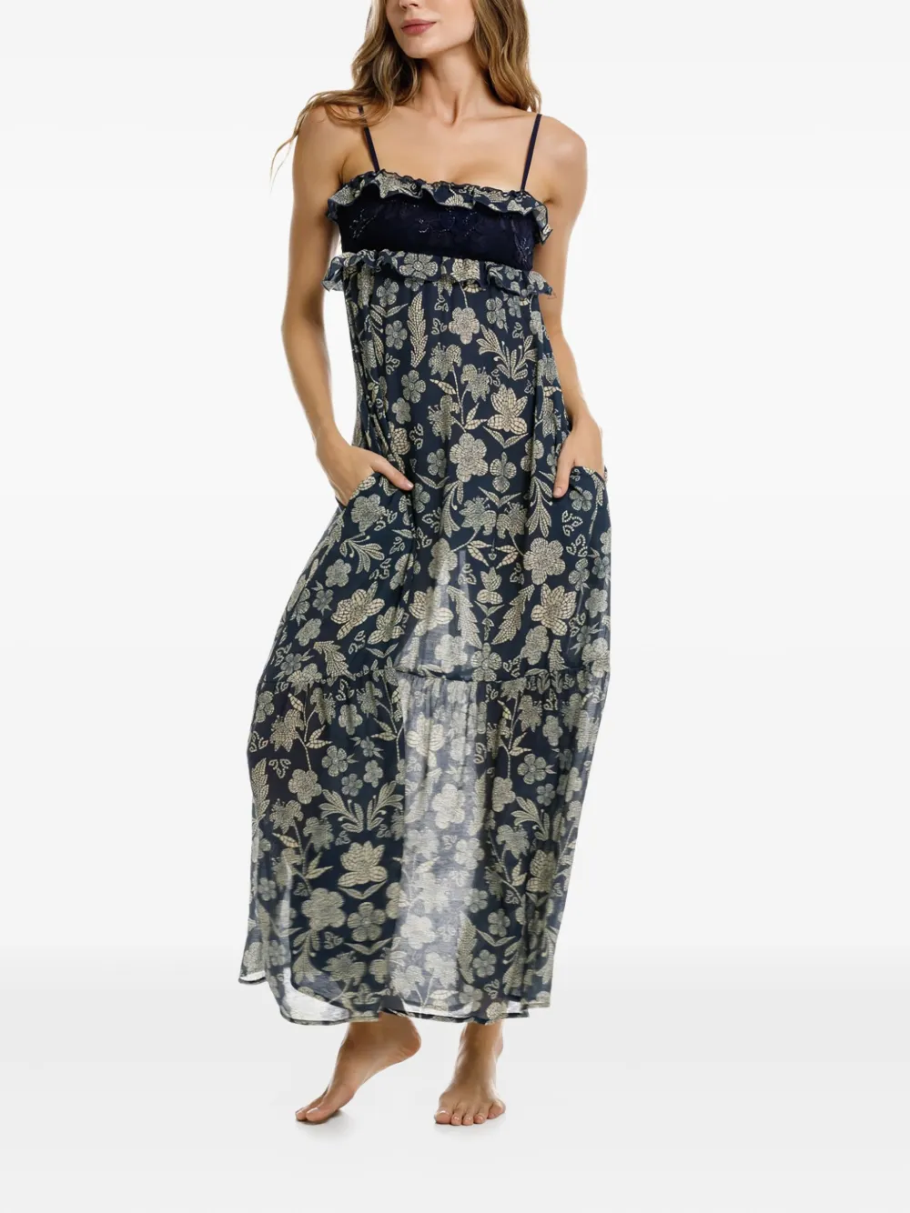 Amaranta Floral-Print Ruffled Maxi Dress
