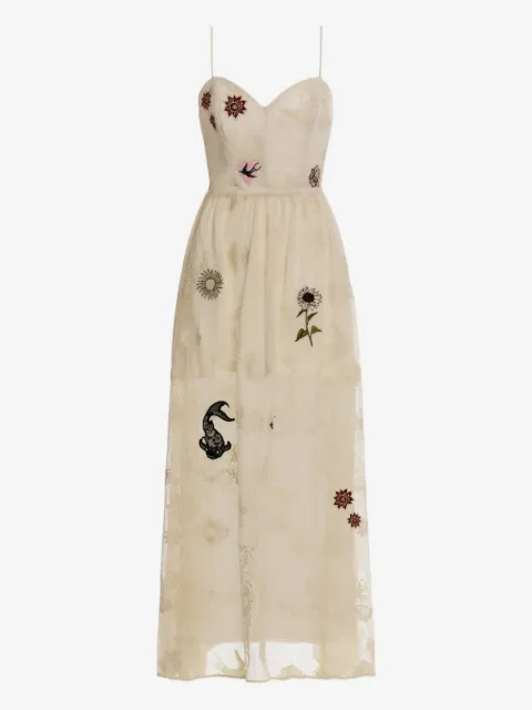 Agua Bendita floral-embroidered maxi dress