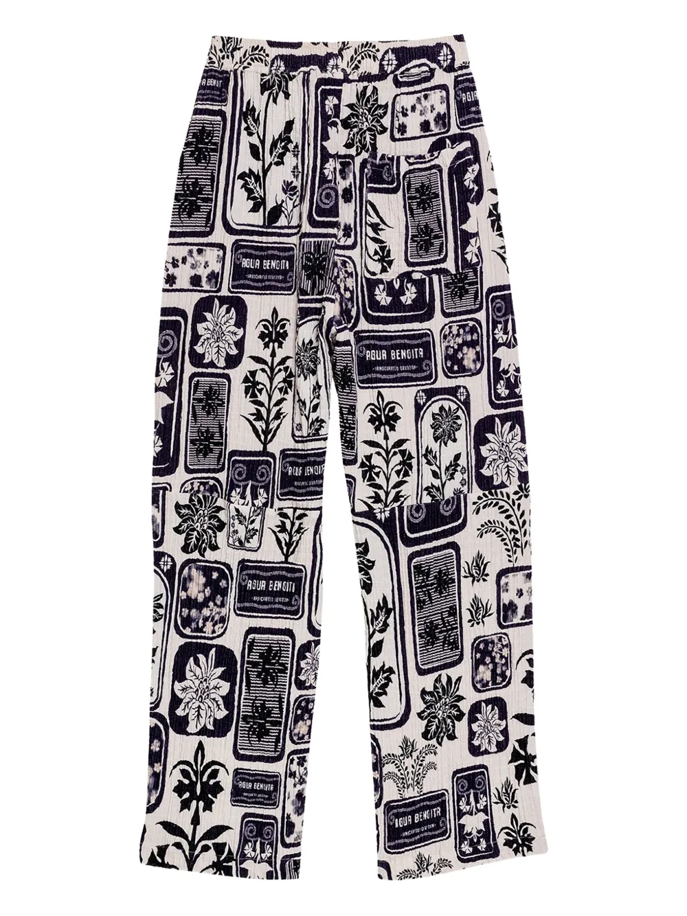 Agua Bendita Pantaloni Frank a fiori - Bianco