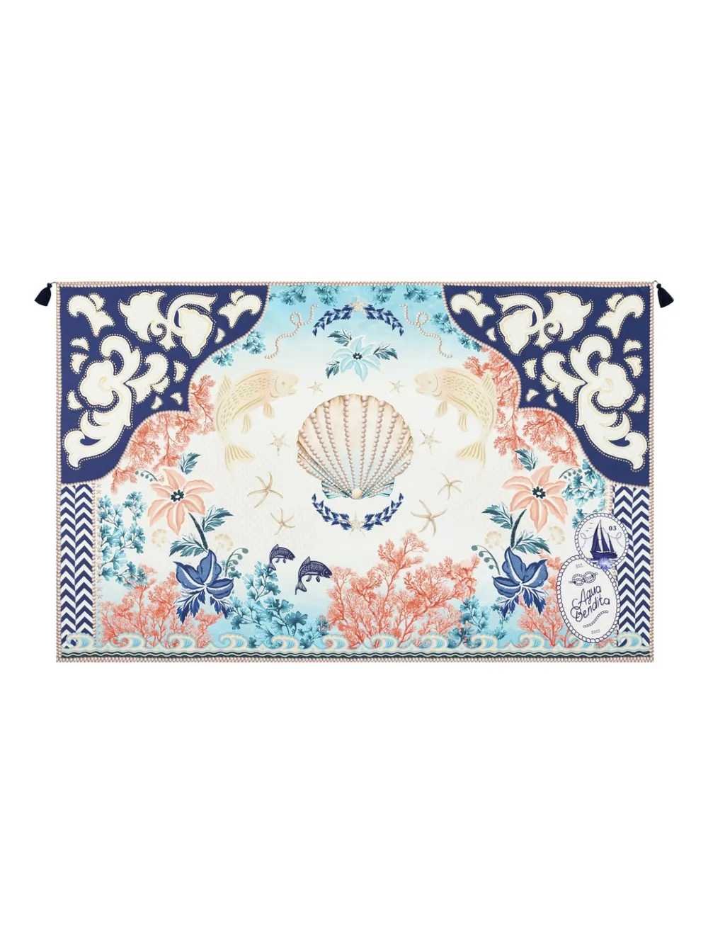 Agua Bendita Seashell-print Sarong In Blue