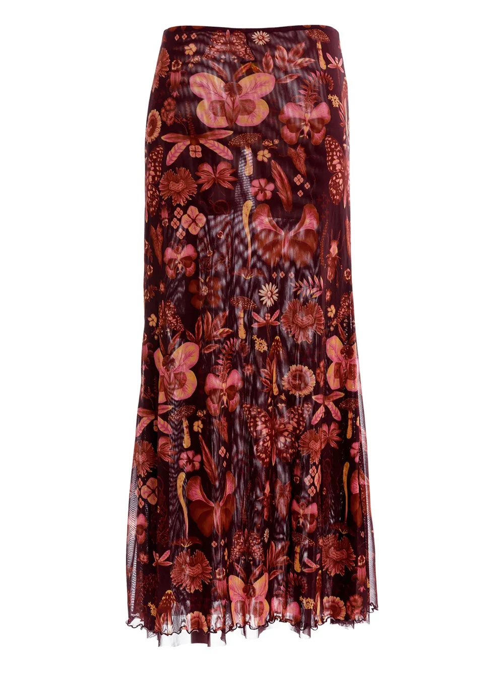 Agua Bendita Brace Floral-print Ruffled Maxi Skirt In Multi